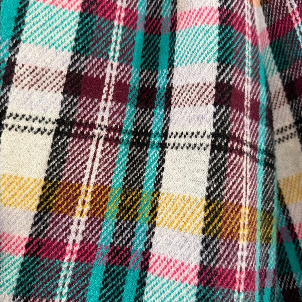 Anthropologie Rosetta cropped plaid Colorful Knit jacket. Three-quarter sleeve. - Picture 10 of 10